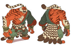Rule 34 | 1boy, afuchan, back muscles, barefoot, broad shoulders, chinese clothes, chinese mythology, claws, facial hair, fangs, mature male, muscular, muscular male, open mouth, sash, simple background, tiger, tiger boy, tiger stripes, topknot, white hair