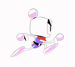 1boy animated animated_gif bandana belt black_eyes blue_bodysuit bodysuit bomberman from_side full_body helmet looping_animation male_focus nano_(nanolovesyou) profile red_bandana running simple_background solo thick_eyebrows v-shaped_eyebrows white_background white_bomberman white_headwear