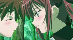 2girls airi_(queen&#039;s_blade) animated animated_gif ass blush breasts brown_hair closed_eyes covered_erect_nipples elf grabbing_another&#039;s_breast groping kiss long_hair lowres maid multiple_girls nipples no_panties nowa_(queen&#039;s_blade) pointy_ears queen&#039;s_blade red_hair screencap seiki_kyushu small_breasts yuri