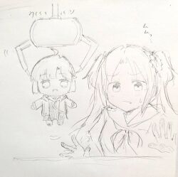 Rule 34 | 1girl, :d, against glass, ahoge, anyoji hime, blunt sidelocks, blush, closed mouth, commentary request, crane game, fang, fang out, flower, graphite (medium), greyscale, hair flower, hair ornament, hand on glass, hasu no sora school uniform, hood, hooded jacket, jacket, kyurumaru, link! like! love live!, long hair, long sleeves, love live!, monochrome, open clothes, open jacket, open mouth, osawa rurino, school uniform, sidelocks, sketch, smile, split mouth, summer uniform, traditional media, twintails, virtual youtuber, winter uniform, yoshinuta
