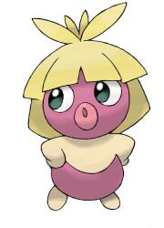 :o blonde_hair full_body gen_2_pokemon hands_on_own_hips highres nintendo official_art open_mouth pink_lips pokemon pokemon_(creature) pokemon_focus pokemon_hgss smoochum solo sugimori_ken third-party_source transparent_background