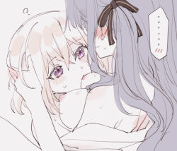 ... 2girls ? bang_dream! bang_dream!_it&#039;s_mygo!!!!! black_ribbon blonde_hair blue_hair blush breast_sucking breasts commentary hair_ribbon hand_on_another&#039;s_head long_hair medium_breasts medium_hair misumi_uika multiple_girls nipples pudding_well purple_eyes ribbon spoken_ellipsis sweat symbol-only_commentary togawa_sakiko two_side_up yuri