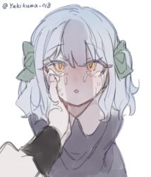 1futa 1girl bang_dream! bang_dream!_it&#039;s_mygo!!!!! blue_dress blue_hair chinese_commentary commentary_request crying crying_with_eyes_open dress futa_with_female futanari green_ribbon hair_ribbon hand_on_another&#039;s_cheek hand_on_another&#039;s_face highres long_sleeves medium_hair mortis_(bang_dream!) mortis_(costume)_(bang_dream!) open_mouth penis_awe penis_shadow ribbon sidelocks tears togawa_sakiko twitter_username wakaba_mutsumi white_background yellow_eyes yukikuma_(yukikuma_018)