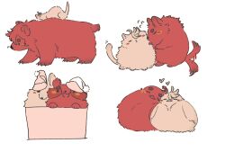 animalization bear bird blush_stickers box cat couple dog fox gundam gundam_suisei_no_majo hat heart highres in_box in_container korean_commentary licking licking_another&#039;s_face miorine_rembran mukkenam no_humans santa_hat simple_background smile suletta_mercury tail tail_wagging tanuki weasel yuri