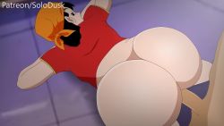 1boy 1girl aged_up animated anus ass ass_shake bottomless cum cum_in_mouth doggystyle dragon_ball dragon_ball_gt fellatio from_behind hetero highres huge_ass nipples oral out_of_frame pan_(dragon_ball) penis pussy riding sex sex_from_behind solodusk57 swallowing teasing video