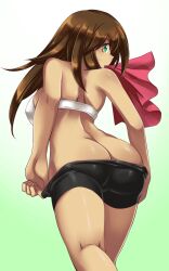 1girl ass bike_shorts butt_crack clothes_pull highres shorts shorts_pull tagme