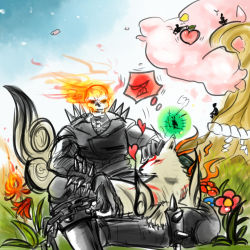 amaterasu_(ookami) capcom dog fire ghost_rider marvel marvel_vs._capcom skull tree