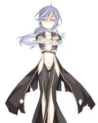 Rule 34 | 1girl, black pants, black shirt, breasts, commentary request, crop top, grey hair, hair ornament, hairclip, long hair, looking at viewer, magic, nagioka, navel, open mouth, outstretched arms, pants, ragnarok online, shaded face, shirt, simple background, small breasts, solo, standing, warlock (ragnarok online), white background, yellow eyes, zombie pose