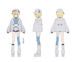 1girl :| absurdres alternate_costume arms_at_sides asymmetrical_legwear baseball_cap black_gloves black_nails black_shorts black_socks blonde_hair blue_ribbon blue_shirt blue_thighhighs reference_sheet closed_mouth crop_top cross-laced_headwear expressionless eyewear_on_headwear fingerless_gloves full_body fur_jacket genshin_impact gloves hair_between_eyes hat highres itefu jacket leg_warmers legwear_garter long_sleeves looking_at_viewer lumine_(genshin_impact) miniskirt mismatched_legwear multiple_views nail_polish open_clothes open_jacket platform_footwear pleated_skirt ribbon shirt short_hair short_hair_with_long_locks short_shorts shorts shorts_under_skirt simple_background single_legwear_garter single_sock single_thighhigh skirt sleeveless sleeveless_shirt sleeveless_turtleneck socks sunglasses thighhighs tilted_headwear turnaround turtleneck white_background white_footwear white_hat white_jacket white_skirt yellow_eyes