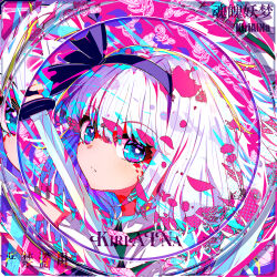1girl absurdres artist_name black_hairband closed_mouth colorful commentary green_shirt hairband heart heart_in_eye highres holding holding_sword holding_weapon katana kiriaina konpaku_youmu looking_at_viewer petals shirt solo sword symbol_in_eye touhou weapon white_hair