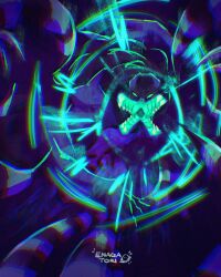 Rule 34 | 2boys, absurdres, alien, aqua eyes, ben 10, blitzwolfer, chromatic aberration, enagatori 38, glowing, glowing eyes, highres, looking at viewer, male focus, multiple boys, no humans, open mouth, pov, sharp teeth, solo, teeth, tentacles, zs&#039;skayr