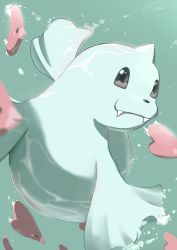 air_bubble brown_eyes bubble closed_mouth commentary_request creatures_(company) dewgong fangs fangs_out game_freak gen_1_pokemon gen_3_pokemon highres koma_nezumi looking_to_the_side luvdisc nintendo no_humans pokemon pokemon_(creature) smile underwater