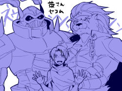 Rule 34 | bancholeomon, craniummon, daimon suguru, digimon, digimon (creature), fangs, looking at viewer, smile, twintails, yggdrasill (digimon)
