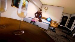 1girl 3d animated bed bedroom between_breasts boots bouncing_breasts breasts breasts_out curvy dark-skinned_male dark_skin dor_recio dress erection heel_up huge_breasts jiggle large_breasts large_penis latex leather long_hair on_bed open_clothes paizuri pasties penis red_hair shermie_(kof) shiny_clothes shiny_skin sleeveless sticker tagme the_king_of_fighters thick_thighs thighs undressing video wide_hips