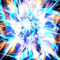 Rule 34 | 1boy, absurdres, anger vein, angry, dragon ball, dragon ball legends, highres, kamehameha (dragon ball), looking at viewer, muscular, muscular male, official art, scratches, serious, solo, son goku, super saiyan, torn clothes