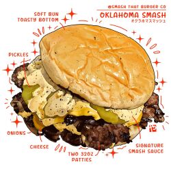 bread bread_bun burger cheese commentary english_commentary english_text fast_food food food_focus food_name meat no_humans onion original pickle sauce simple_background studiolg white_background