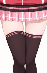 1girl absurdres black_thighhighs blue_archive commentary exiadoon highres lower_body miniskirt pink_skirt plaid_clothes plaid_skirt pleated_skirt simple_background skindentation skirt solo star_(symbol) star_print thick_thighs thighhighs thighs white_background yoshimi_(blue_archive) zettai_ryouiki