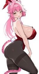 1girl animal_ear_fluff animal_ear_hairband animal_ears ass breasts cleavage cowboy_shot fake_animal_ears fake_tail fang gluteal_fold hair_intakes hairband highleg highleg_leotard highres hololive hololive_english huge_ass huge_breasts large_breasts leotard long_hair looking_at_viewer multicolored_hair open_mouth panther_ears panther_girl panther_tail pantyhose pink_hair playboy_bunny rabbit_ear_hairband rabbit_ears rabbit_tail raora_panthera red_leotard skin_fang solo strapless strapless_leotard streaked_hair tail tail_around_own_leg thighs virtual_youtuber white_hair wide_hips yellow_eyes zeropen