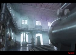 arch factory gauge highres indoors industrial_pipe machinery no_humans original painting_(medium) scenery shadow slow_d sunlight traditional_media valve