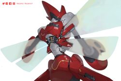 animal_focus artist_name commentary english_commentary facebook_logo facebook_username from_behind gen_2_pokemon highres instagram_logo instagram_username mecha mechanization nintendo no_humans pixiv_logo pixiv_username pokemon pokemon_(creature) robot scizor solo twitter_logo twitter_username white_background xezeno