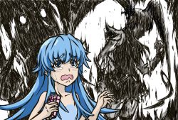 Rule 34 | 1girl, blue eyes, blue hair, crying, cure princess, female focus, gon-san, han megumi, happinesscharge precure!, hunter x hunter, long hair, magical girl, matching hair/eyes, mobamasurin, parody, precure, shirayuki hime, skirt, solo, twintails, voice actor connection