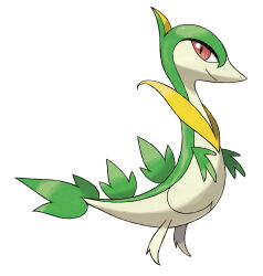absurdres artist_request brown_eyes closed_mouth from_side full_body gen_5_pokemon highres nintendo no_humans official_art pokemon pokemon_(creature) pokemon_bw pokemon_focus servine simple_background smile solo third-party_source white_background