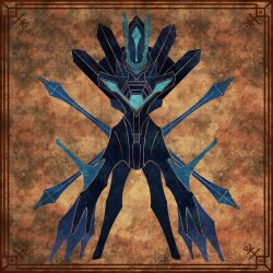 clawed_feet collar crest dialga dialga_(origin) gen_4_pokemon highres hooves kutinawa_ttt legendary_pokemon nintendo pokemon pokemon_(creature) spikes stylistic texture