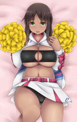 1girl alice_gear_aegis breasts cheerleader dark_skin dark-skinned_female female_focus highres kaneshiya_sitara large_breasts solo yukitaka