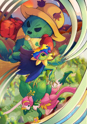 Rule 34 | boxing gloves, cactus, digimon, digimon (creature), fairy, flower, highres, lilimon, lilimon x-antibody, monster girl, palmon, palmon x-antibody, petals, plant, plant girl, sharp teeth, spines, tail, teeth, togemon, togemon x-antibody