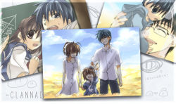 Rule 34 | 00s, 2boys, 2girls, age difference, clannad, family, father and son, furukawa nagisa, highres, husband and wife, kera, multiple boys, multiple girls, okazaki naoyuki, okazaki tomoya, okazaki ushio, photo (object)