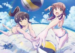 2girls ass ball bikini butt_crack harukana_receive higa_kanata multiple_girls ocean oozora_haruka_(harukana_receive) swimsuit tagme volleyball_(object)