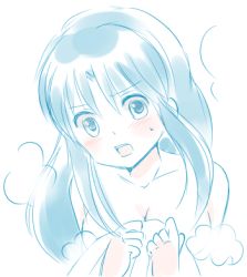 Rule 34 | blue hair, blush, breasts, brown eyes, cleavage, hanamutsuki, long hair, lowres, ranma 1/2, tendou akane