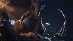 3d absurdres alien alien_(series) breasts girl_on_top highres huge_breasts runn1non taller_female thick_thighs thighs xenomorph xenomorph_queen