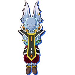 animal_ear_fluff animal_ears beerus blue-skinned_male blue_skin cat_boy cat_ears chibi colored_skin dragon_ball dragon_ball_fusions earrings fur_trim hakaishin jewelry long_ears skinny whirus whis