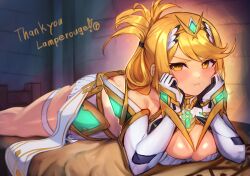 1girl blonde_hair breasts highres large_breasts mythra_(xenoblade) r123 solo xenoblade_chronicles_(series) xenoblade_chronicles_2 yellow_eyes