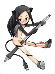 1girl animal_ears black_hair cat_ears cat_girl cat_tail censored female_focus glasses imaizumi_teruhiko loli maebari computer_mouse nude original pen product_girl solo stylus tablet tail usb