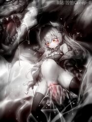 1girl all_the_way_through bare_shoulders belly bestiality big_belly bilibili_username blur_censor breasts censored chinese_commentary commentary_request commission cum cum_in_pussy cum_inflation cum_overflow cum_through dashed_eyes dragon drooling feet_out_of_frame bad_tag greyscale highres huge_penis indie_virtual_youtuber inflation jacket kupa_(jesterwii) large_insertion long_hair long_sleeves monochrome monster monster_penis monster_sex motion_lines navel no_panties no_pants paid_reward_available penis pointy_ears pussy saliva saliva_trail sex size_difference small_breasts speed_lines spot_color stomach_bulge sweat thighhighs thighs vaginal virtual_youtuber wide-eyed