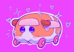 1other animal_ears black_eyes blush commentary english_commentary guinea_pig heart kokodebear light_blush no_pupils orange_fur other_focus potato_(pui_pui_molcar) pui_pui_molcar simple_background solo sparkle wheel white_fur