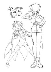 2girls belt cosplay digimon flower highres monochrome multiple_girls rose rosemon rosemon_(cosplay) smile tachikawa_mimi tachikawa_mimi_(cosplay)