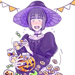 Rule 34 | 1girl, candy, cookie, food, halloween, hat, highres, tagme, witch, witch hat, yukitouko1212