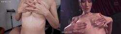 Rule 34 | aftersex, animated, animated gif, breasts, cum, cum on body, cum on breasts, cum on upper body, highres, huge breasts, japanese (nationality), jav, julia, large breasts, maid headdress, nipples, paizuri, smile