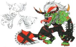 Rule 34 | 1boy, bandages, beta digimon, digimon, digimon (creature), horns, male focus, official art, orgemon, orgemon x-antibody, sharp teeth, solo, teeth