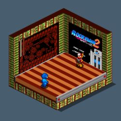 2boys animated animated_gif circular_saw conveyor_belt health_bar humanoid_robot mega_man_(character) mega_man_(classic) mega_man_2 metal_man multiple_boys pixel_art robot saw title_screen wanpaku_pixels