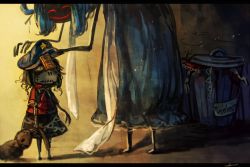 2girls bug english_text fly hat bug jiangshi kaku_seiga koto_inari miyako_yoshika multiple_girls ofuda shirt skirt stitches touhou trash_can