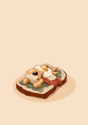 animal_focus artist_name beacon black_eyes bread bread_slice claws commentary_request egg food gen_1_pokemon highres nintendo no_humans pokemon pokemon_(creature) sandshrew simple_background tail twitter_username white_background zozozoshion