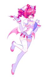 1girl elbow_gloves gloves hat muse_dash nurse nurse_cap pink_hair pointy_ears rourow solo syringe test_tube thighhighs white_background white_thighhighs wings