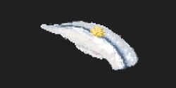 black_background fish_(food) food food_focus hisachan55cute mackerel_(fish) nigirizushi no_humans original pickled_ginger pixel_art rice simple_background still_life sushi