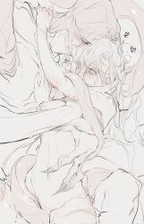 1boy 1girl bite_mark claws duoj_ji elden_ring eyepatch grabbing_another&#039;s_breast groping heavy_breathing hetero highres messmer_the_impaler nude sketch snake sweat tarnished_(elden_ring)