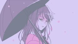 1girl alternate_eye_color alternate_hair_color brown_hair commentary_request fate/stay_night fate_(series) green_eyes jacket kassia korean_commentary matou_sakura portrait solo tears umbrella