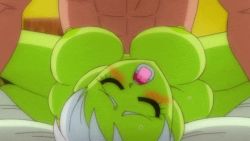 1girl animated animated_gif bed blush bouncing_breasts breasts broly_(dragon_ball_z) cheelai colored_skin dragon_ball dragon_ball_super dragon_ball_super_broly closed_eyes green_skin groin indoors large_breasts legs lying missionary moaning nipples nude on_back on_bed open_mouth scar sex short_hair spread_legs sweat thighs vaginal white_hair yamamoto_doujin